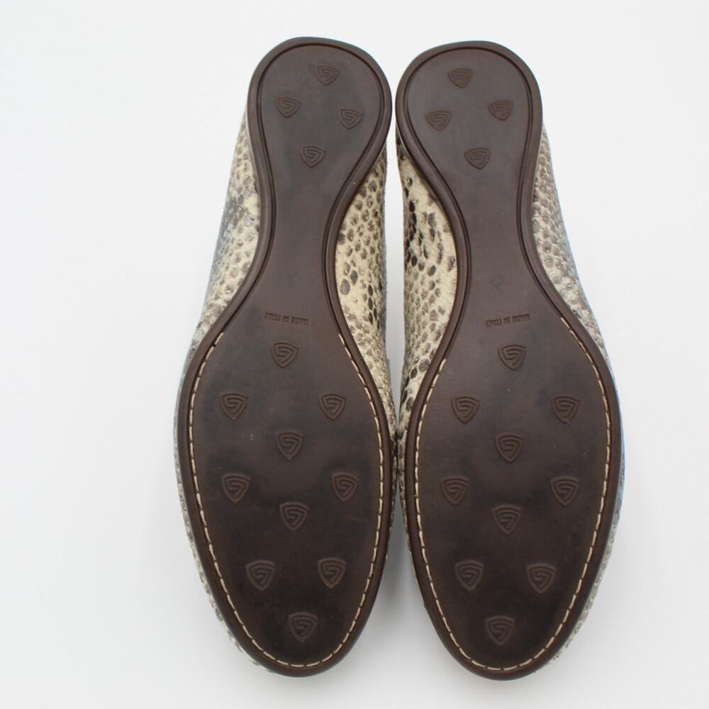 AGL Flats Size 39 Womens 9 Snakeskin Leather Horsebit Slip On Comfort Shoe Italy - Picture 7 of 9